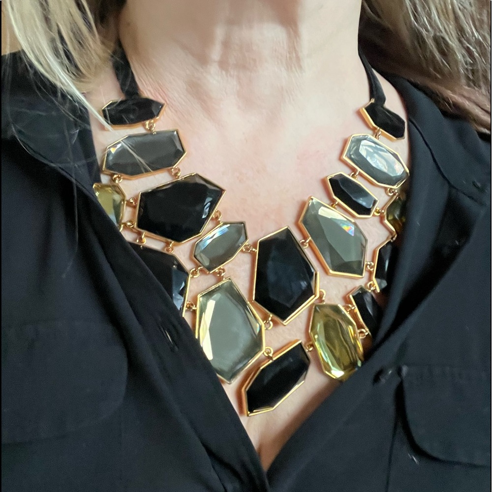 Joan Rivers Classics Collection Black Dressy Statement Necklace in Black & Grey